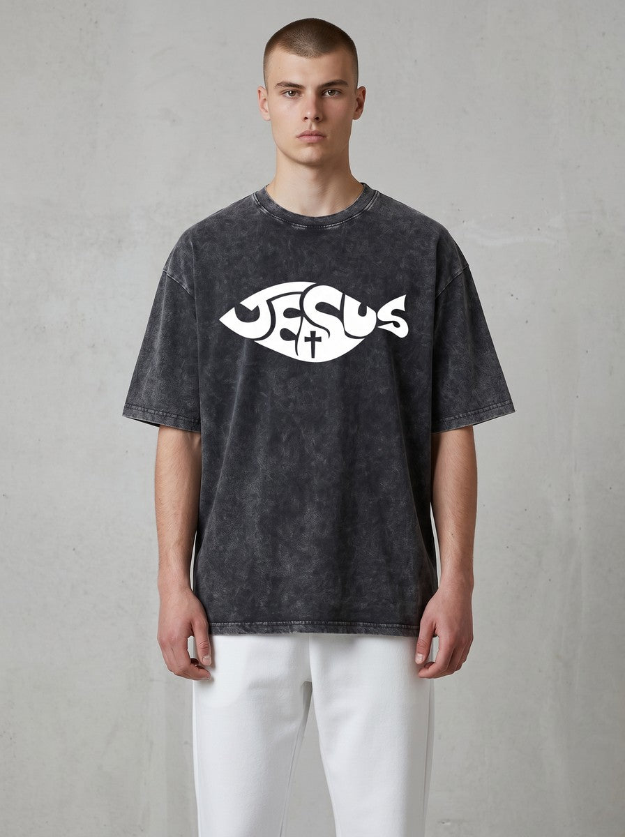 Acid Wash Jesus Saves Graphic Tee